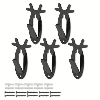 5pcs Retro Deer Head Wall Hooks | Steel Wall Mount Decor | Easy Install | For Bathroom, Bedroom, Balcony | Home Decoration