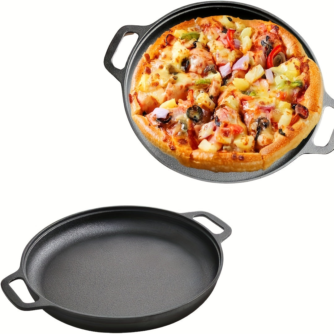 1/ 2/ 3pcs Cast Iron Pan, Pre Seasoned, Multifunctional, Non-stick, for Pizza Lovers, Home Kitchens, Outdoor Cooking, Durable, Even-Heating, Versatile, Compatible with All Stoves, Perfect for Home Kitchens And Outdoor Cooking