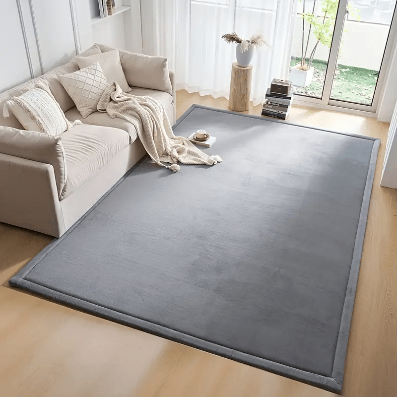 1pc Japanese Tatami Mat, Coral Velvet Mellow Mat, Baby Play Mat for Floor, 1.2 Inch Thick Crawling Rugs, Padded Foam Area Mat for Kids Playroom, Playpen, Nursery, Living Room, Yoga Mat, Non-Slip Backing