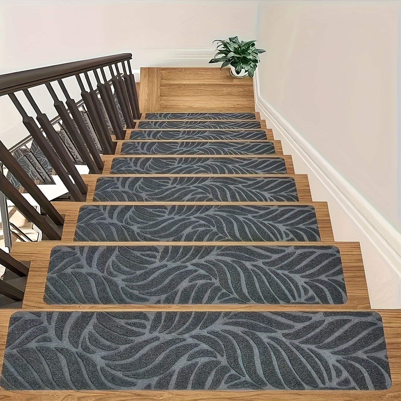15pcs Non-Slip Stair Mats, Runners Treads for Indoor Wooden Steps, Washable Carpets with Self-adhesive Tape to Prevent Staircase Covers Mats From Moving