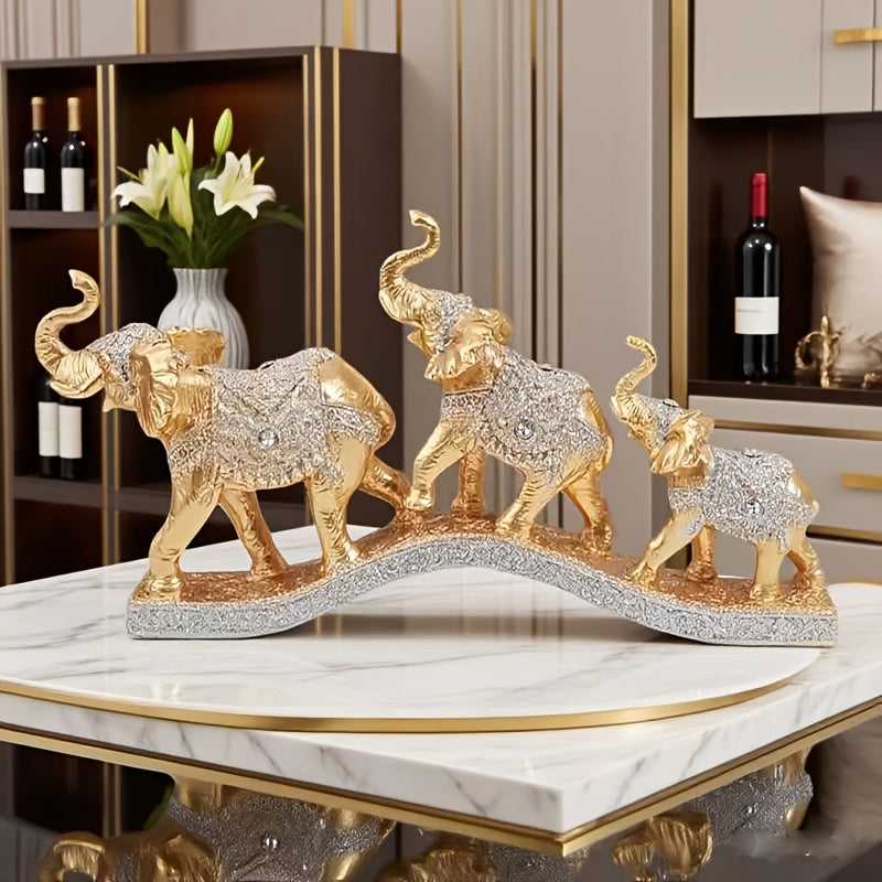 Statue Decor Figurines Elephants Figurine Elephant Statues for Home Decoration Lucky Elephant, Wine Rack, Statue Decoration Three Small Elephant Decorationentrance, Living Room, TV Cabinet, Wine Cabinet, Office, Auspicious Elephant Wealth Attracting