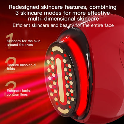 Red Handheld Beauty Device with 3 Skincare Modes, Multifunctional USB Rechargeable Facial Care Tool, Ergonomic Design, Color Light Relax for Home Use, Light Beige Care Additions