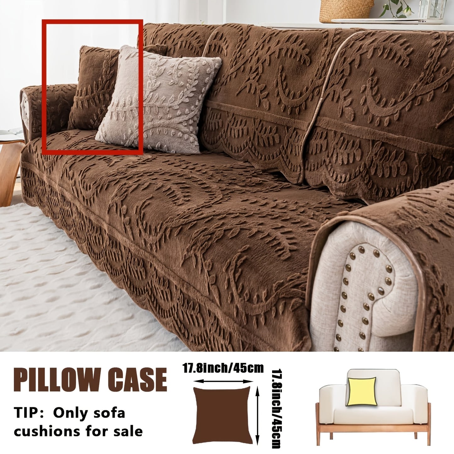Thickened Quilted Machine Washable Sofa Cushion, Faux Rabbit Fur Comfort Warm Non-slip Plush Sofa Cover, Breathable And Comfortable Pet-friendly For Bedroom, Office, Living Room, Easter Home Decoration