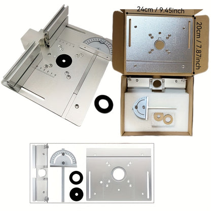 1pc Aluminum Router Table Insert Plate, Metal Dual Function Router Table with Fence And Miter Gauge, Use Without Electricity, for Woodworking Bench, Valentines Gifts for Men