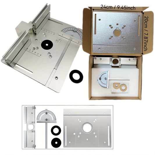 Aluminum Router Table Insert Plate with Fence & Miter Gauge - Dual Function Woodworking Bench Tool, No Electricity Needed, Precision Router Plate for DIY Woodworking Projects