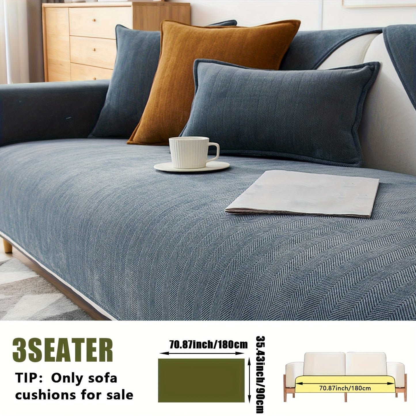 1pc of Pet-Friendly Chenille Ribbed Sofa Cover That Is Non-Slip And Machine Washable, Made from Soft Stretch Fabric Suitable for 2, 3, Or 4-Seater And Sectional Sofas. It Enhances Contemporary Home Decor in Living Rooms, Bedrooms, And Offices