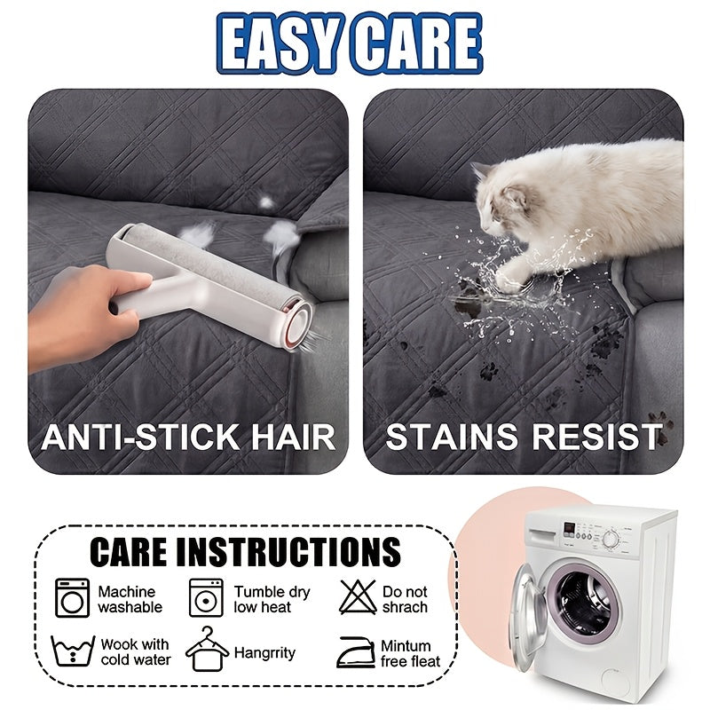 1pc Recliner Cover Sofa Cover, With Pocket Anti Slip Sofa Cushion, Pet Furniture Protective Cover, Quilted Sofa Recliner Cover With Elastic Band, Sofa Protective Cover, Sofa Accessories, Easy To Install, Spring And Summer Home Decoration