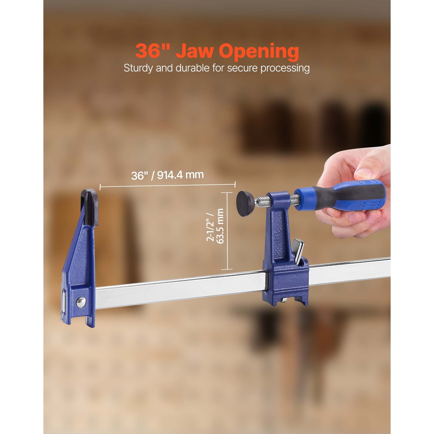 Bar Clamps for Woodworking F Clamp Set – 24" & 36" Cast Iron Jaw, 600 LB Load, Lockable Slide Bar, 2 or 4-Pack for Furniture Assembly, Glue-Ups & Wood Joining Projects