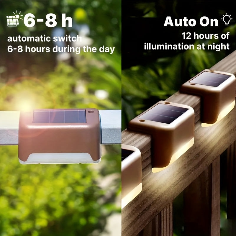 32pcs/16pcs/8pcs Solar Powered LED Deck Lights - Auto On/Off, 12 Hours Continuous Lighting for Outdoor Stairs, Fence, Pathway, Ideal Step Light for Commercial Spaces Like Malls, Hotels, And Libraries, Fence Lights for Business