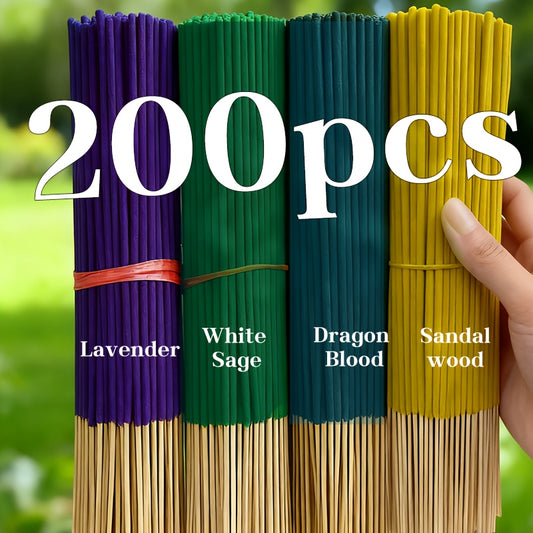 Incense Sticks 200pcs Aromatherapy Incense Set 4 Scents for Meditation Yoga Purification Home Fragrance Long Lasting Sandalwood Jasmine Rose Lavender Sage Gift