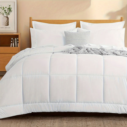 7pcs Comforter Set-Luxury Soft Fluffy Bedding With 1 Comforter, 1 Fitted Sheet, 1 Flat Sheet, And 4 Pillowcases & Pillow Cover-All Season Quilte Set Queen, Hypoallergenic, Breathable, Easy Care, Valentine'S Day Bed In A Bag, Gifts For Her