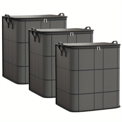 3 Pack Large Clothes Storage Bags, Closet Organizers Storage Containers, Collapsible Storage Bins with Reinforced Handles, Sturdy Zippers, for Clothing, Blanket, Comforters, Under-Bed Storage