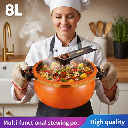 Large Capacity Soup Pot with Twist Lock Handle, Suitable for Quick Cooking, Non Stick Pot 1.85 US Gallon Multifunctional Cooking Pot, Gas Stove, Open Flame And Induction Cooker, Universal Stew Pot for Households, Restaurants