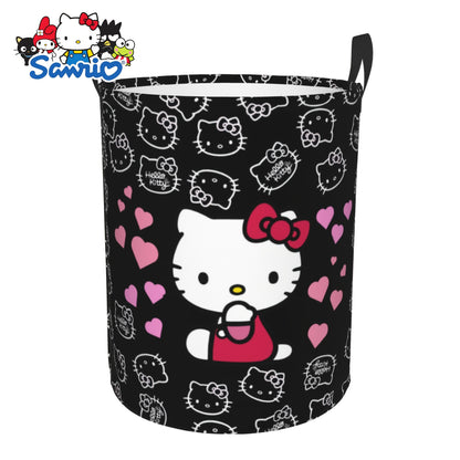 Sanrio Official Hello Kitty Laundry Basket - Cute Iconic Face Collapsible Hamper with Sturdy Handle, Portable Oxford Cloth Portable Storage Suitable for &, Laundry (), Laundry Baskets