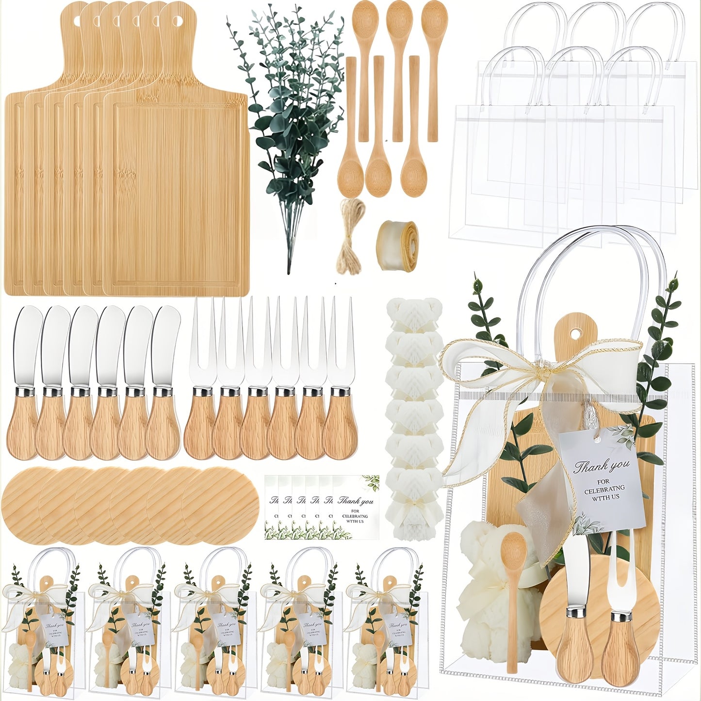 Gift for Her/Him The Winner of The Shower Game Prizes Suit, Square Cheese Board Gifts, Equipped with Knives, Spoons, Gift Bags, Kitchen Towels, and Party Gifts for Bridal Shower Guests. Halloween ChristmasChristmas