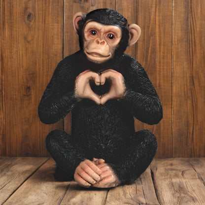 5"H Chimpanzee with Hand Sign Heart Figurine Perfect for Home or Room Decor, Unique Gift for Housewarmings, Holidays, and Birthdays, and a Great Collectible Piece