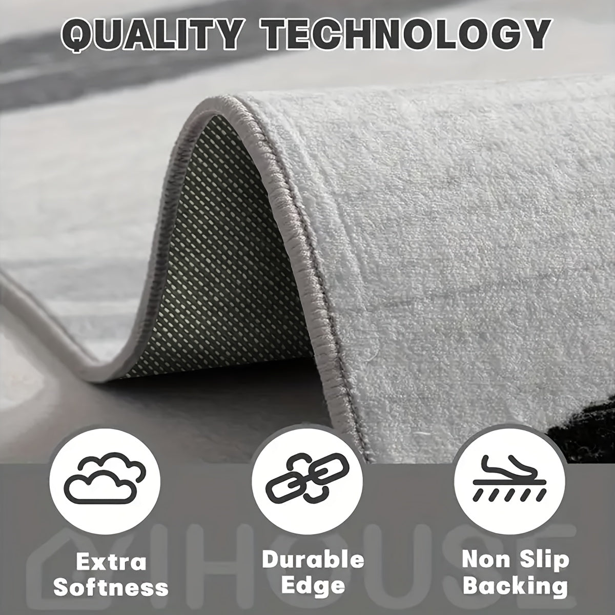 1pc Gray Stone Suitable for Terraces, Living Rooms, Bedrooms, Camping - Non-Slip Backing Floor Mat, Machine Washable Soft with Stone Texture, Easy Clean for / Use, Rectangular Floor Covering