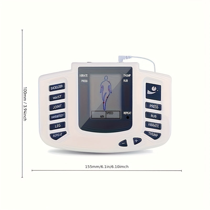 TENS EMS Dual Channel Stimulator | (4 Electrodes) for Relieving Back, Shoulder, And Knee Joints | Relaxation And Exercise, with 10 Modes And 8 Intensity Levels, The Best Gift for Family And Friends.