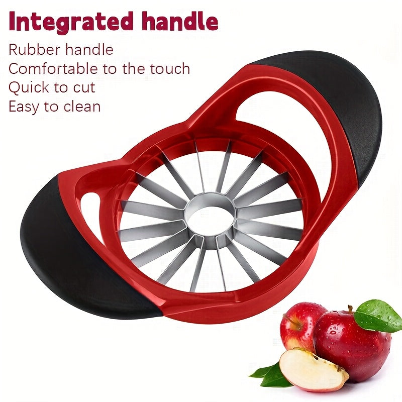 This large-sized apple cutter features ultra sharp blades that can remove the core from apples or pears with just one press and evenly divide them into 16pcs. Durable and rust resistant, it is an efficient assistant for family gatherings and chef