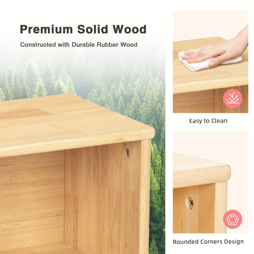 Rubber Wood 5-Compartment Book Shelf, 35.4"L, Organizers and Storage, 2-Tier Wooden Storage Cabinet, Classroom Organizer, Playroom, Daycare and Preschool Storage Shelves