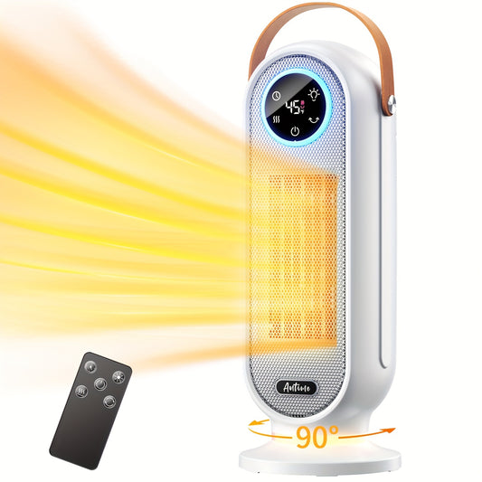Space Heater 1500W with Remote Control & Digital Display – Portable Electric Heater for Indoor Use, 90° Oscillation, Overheat Protection, Ultra-Quiet Room Heater for Bedroom, Office & Home