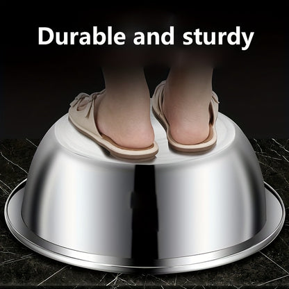 16 Inch Stainless Steel Mixing Bowl with Footed Design - Rust-Resistant Large Salad Bowl, Vegetable & Fruit Washing Basin, Dish Pan & Soaking Tub for Home Kitchen, Easy to Clean, Durable Kitchenware, Bowls for Kitchen father gift