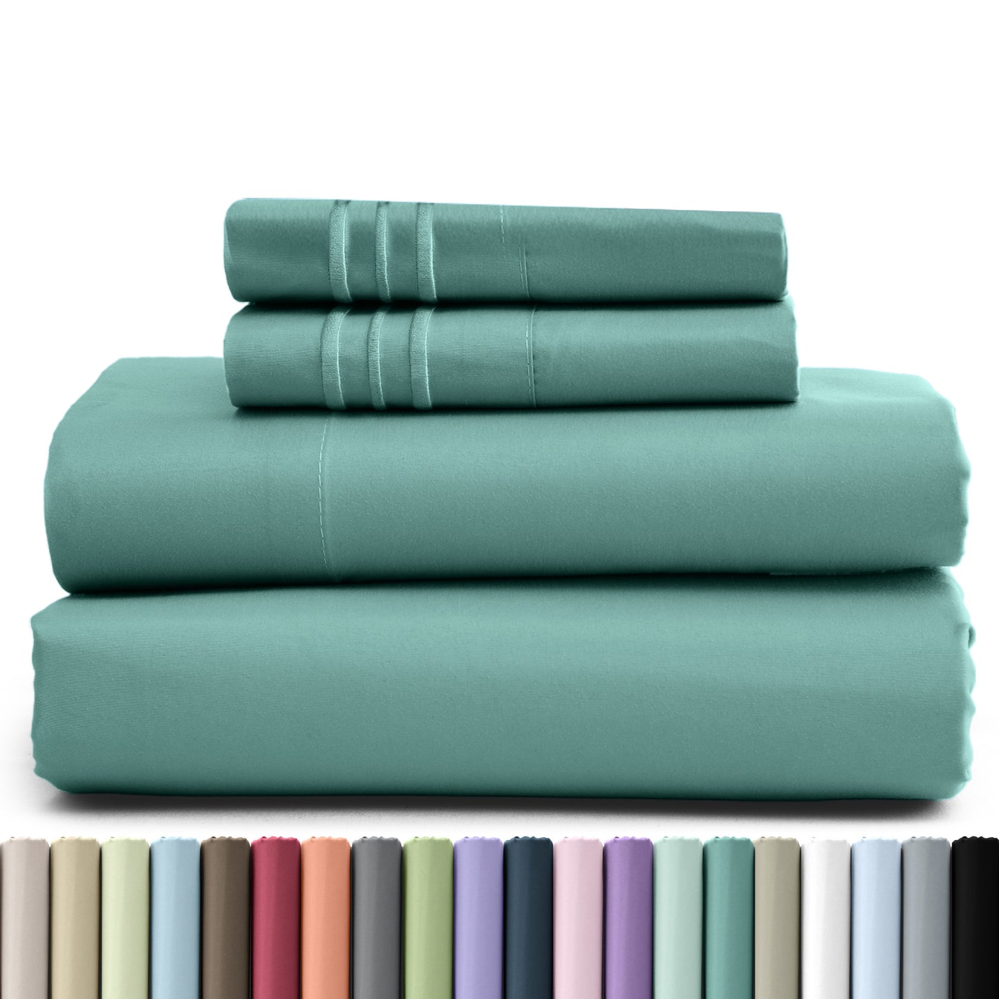 Hannah Bedding 4 Pieces Solid Colors Bed Sheets - 1800 Series Brushed Sheet Set With Pillowcases, Deep Pocket Bedding Set For Ultimate Comfort - Lightweight And Breathable Cooling Sheet Set - 16 Inches Deep Pocket
