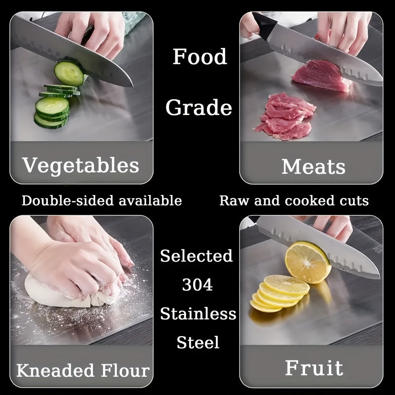 1/3pcs Kitchen Titanium Cutting Board, Brand New Upgraded Kitchen Pure Titanium Cutting Board Set of 3 for 2025, Double-Sided Durable Metal Cutting Board. Suitable for Meat, Fruits, And Vegetables; a Must-Have for Holiday Gifts!