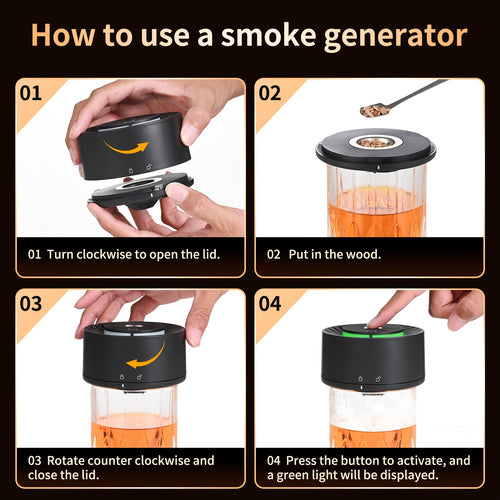 Whiskey Smoker Kit, Rechargeable Electric Cocktail Smoker Kit, Including 6 Boxes Of Different Flavored Wood Chips, Old Fashioned Smoker Kit, Bourbon Whiskey Gift for Men, Dad, Christmas
