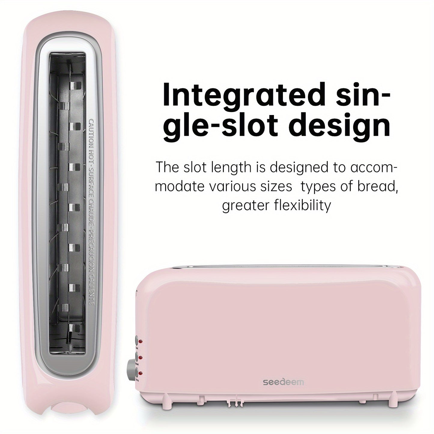 SEEDEEM 2-Slice Slim Toaster, Fits-anywhere™ Kitchenware, 6-Setting Shade Control with Cancel, Reheat & Defrost, Removable Crumb Tray, 750 Watt, White, Perfectly Designed for Toasting Bread, Waffles, or Bagels!