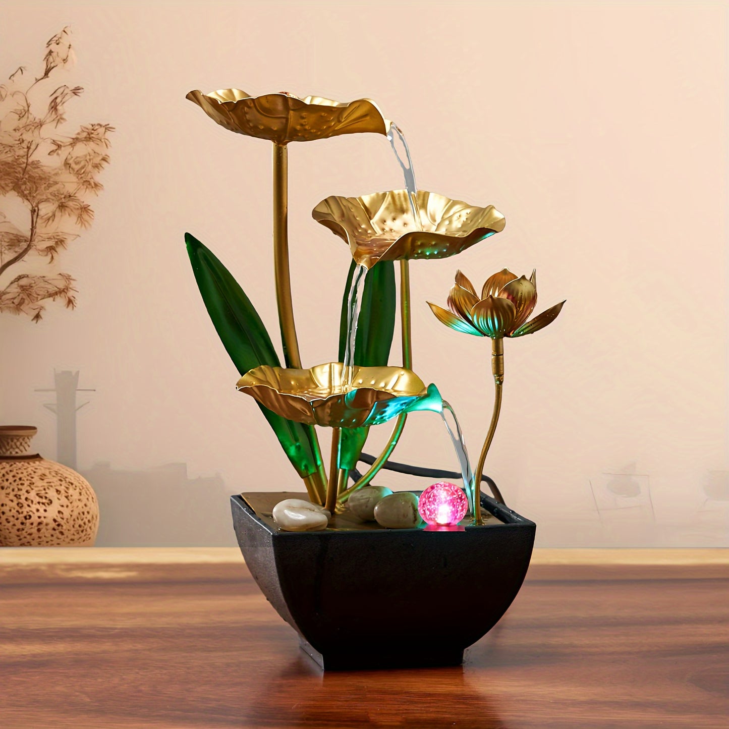 Small Indoor Fountain Automatic Humidifier Desktop Decor for Living Room and Bedroom Relaxation Craft