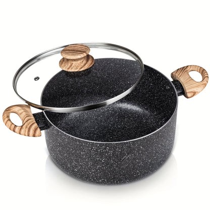 Stock Pot with Lid, Granite Soup Pot with Lid, Induction Pot with Stay-cool Handle, Nonstick Soup Pot with Lid