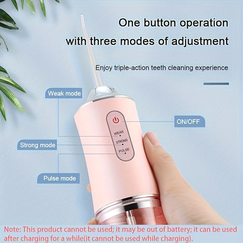 Cordless Oral Irrigator Water Flosser - 3-Mode Portable Electric Dental Cleaner with 4 Function Nozzles, Fully Automatic Oral Scrubber, Plaque Removal, USB Rechargeable, Travel-Friendly, Home Dental Care