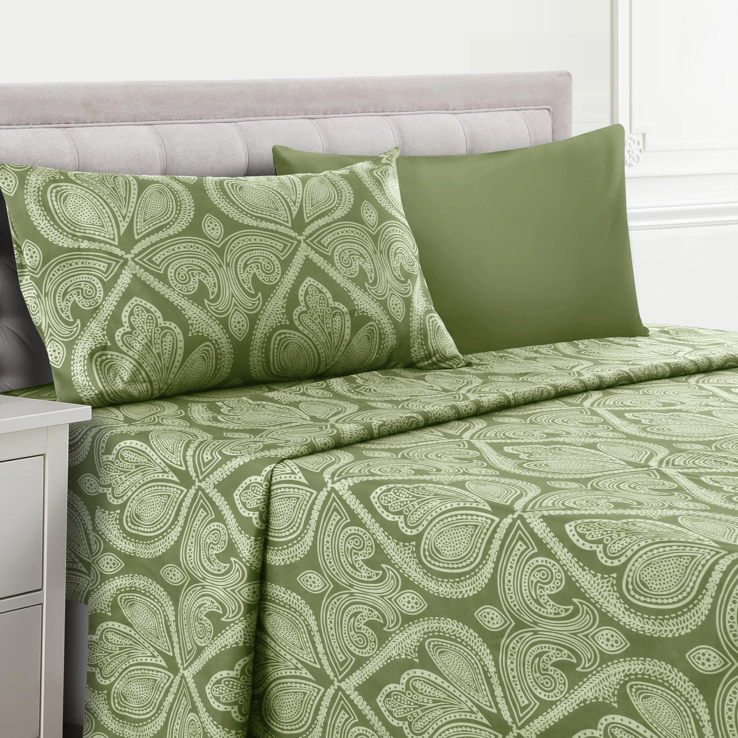 Lux Decor 4/6 Pieces Paisley Bed Sheet, Breathable Hotel Style Sheets, 100% polyester Sheets Deep Pockets, Easy-Fit, Soft & Wrinkle Free Cooling Bed Sheets, 6 Pc includes 4 pillowcases and 4 Pc (Twin & Twin xl) includes 2 pillowcases