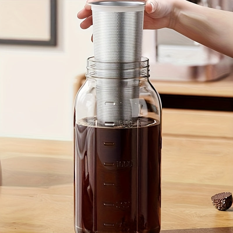 64oz Cold Brew Coffee Pot with Filter And Brush, Household Coffee Pot, Household Mason Pot, Kitchen Bar Restaurant Special Cold Pot, Professional Filtering Coffee Pot, Large Capacity Glass Kettle, Including Stainless Steel Filter Coffee Pot