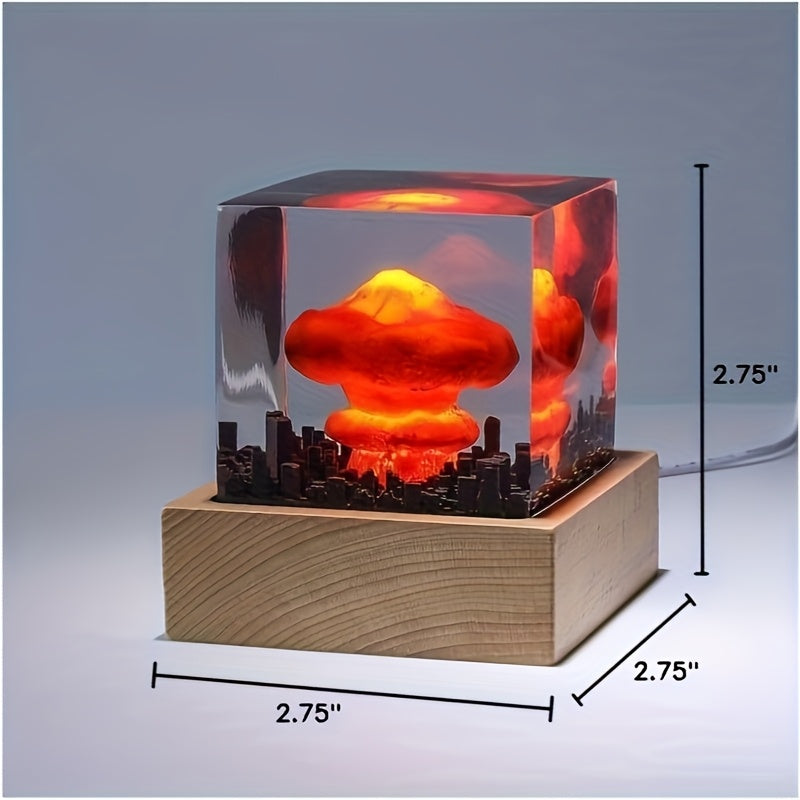This Night Light Features a Glowing Atomic Bomb Mushroom Cloud Design and Is Powered by USB. Suitable for Bedrooms, Living Rooms, and Offices, It's a Unique Sci-fi Gift for Nuclear War Enthusiasts, a Desktop Decoration, and an Art Design Piece