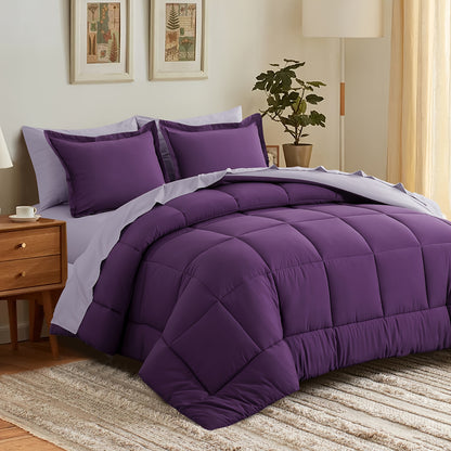7pcs Comforter Set-Luxury Soft Fluffy Bedding With 1 Comforter, 1 Fitted Sheet, 1 Flat Sheet, And 4 Pillowcases & Pillow Cover-All Season Quilte Set Queen, Hypoallergenic, Breathable, Easy Care, Valentine'S Day Bed In A Bag, Gifts For Her