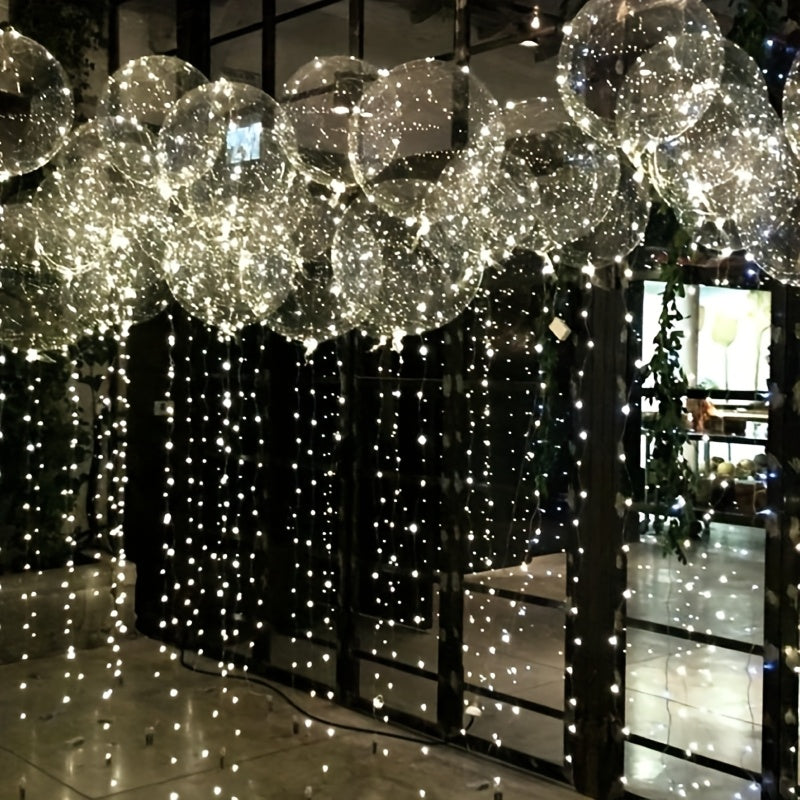 20pcs (10pcs LED Lights with 10pcs 20inch LED Light Up Bobo Balloons)String Lights Transparent Balloons for Birthday Wedding Christmas Party Easter Mother's Day Graduation Decor Decorations. 2*AA Batteries And Helium Not Included