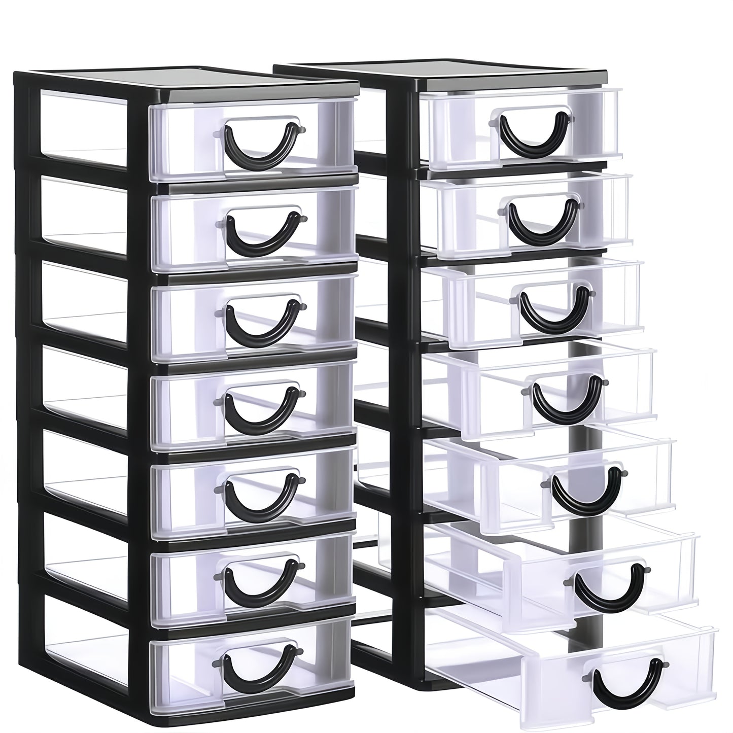 7-Drawer Desktop Organizer Clear Front Drawers Heavy-Duty Plastic Storage Box for Home Office, Jewelry, Craft & Small Parts – Space-Saving Compact Design