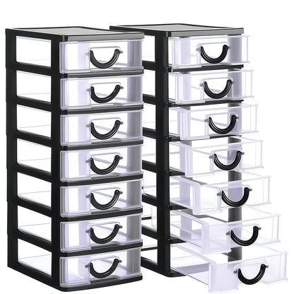 7-Drawer Desktop Organizer Clear Front Drawers Heavy-Duty Plastic Storage Box for Home Office, Jewelry, Craft & Small Parts – Space-Saving Compact Design