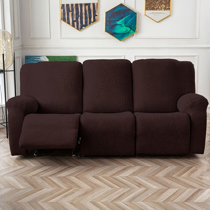 1/2/3/ Seat Plus Center Control Recliner Sofa Cover, Winter Insulation, Furniture Decoration, High Stretch Big Leaves Jacquard Sofa Recliner Cover, Soft And Washable, Loveseat Recliner Cover with Console, Home Decoration, Mother'S Day Gifts