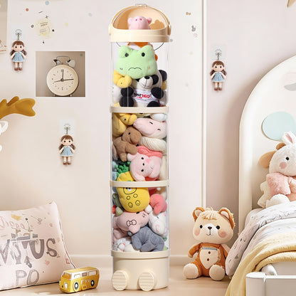 Stuffed Animal Storage Tower – Clear Plastic Toy Organizer with Layered Shelves, Visible Spacious Display Box for Kids Room, Living Room & Bedroom, Great Christmas Gift for Girls