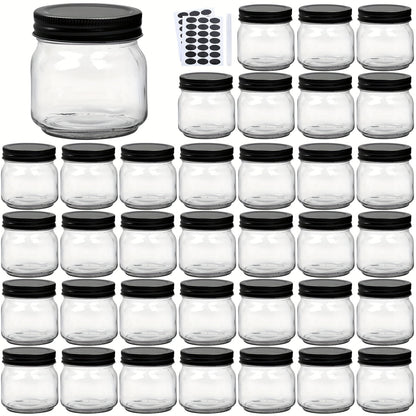 9/18/27/36-Pcs, 8oz Glass Jars with Lids, Regular Mouth Mason Jars for Storage, Spice Canning Jar for Caviar, Herb, Jelly, Jams, Honey, Dishwasher Safe