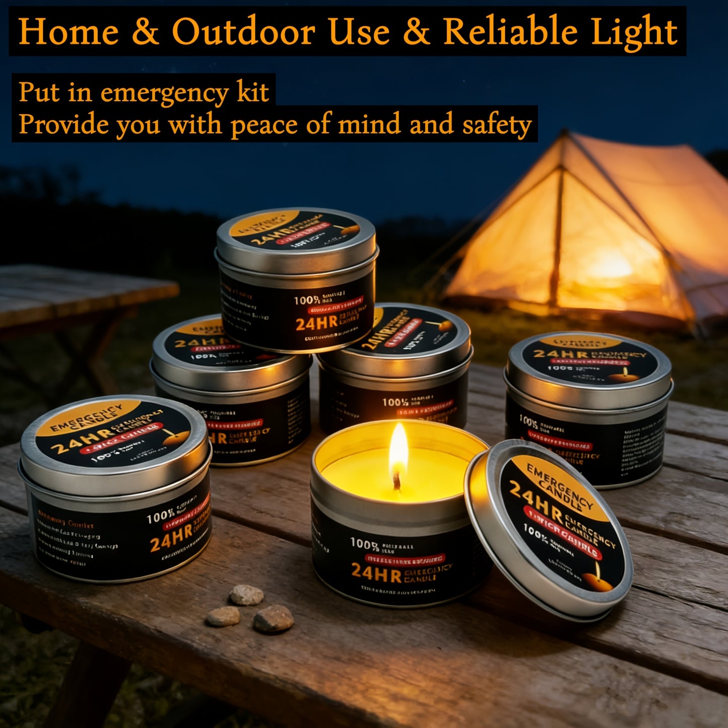 4pcs Long-Lasting 96-Hour Burn Time Unscented Soy & Palm Wax Candles in Metal Containers - 80g Each, 24-Hour Continuous Burn, Indoor/Outdoor Use for Camping, Hiking, Emergency Lighting, Holiday Decor (Halloween, Christmas, Easter