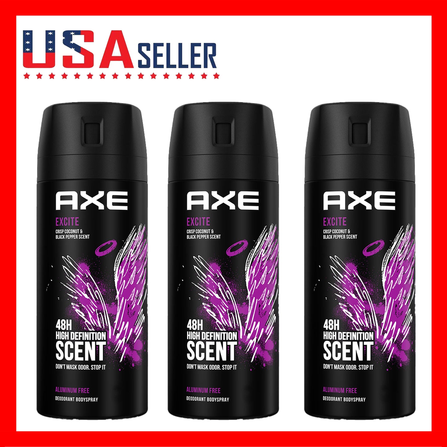 AXE Excite Body Spray x [3 Pack] for Men 150ml / 5.07oz – Warm, Sweet & Spicy Fragrance Mist for Daily Fresh Confidence, Long-Lasting Scent, Easy Spray Can, Perfect for Work, Travel, Gym, and Everyday Lifestyle Use
