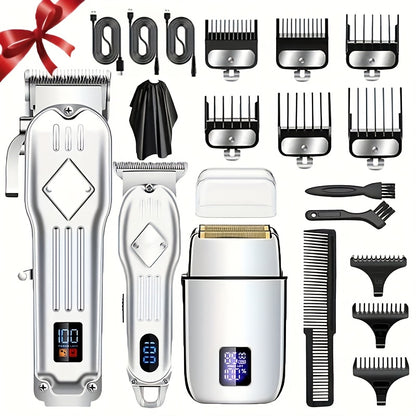 Hair Clipper Kit for Men Cordless USB Rechargeable LCD Screen Beard Trimmer Hair Cutting Set Professional Home Salon Grooming Kit Father's Day Gift