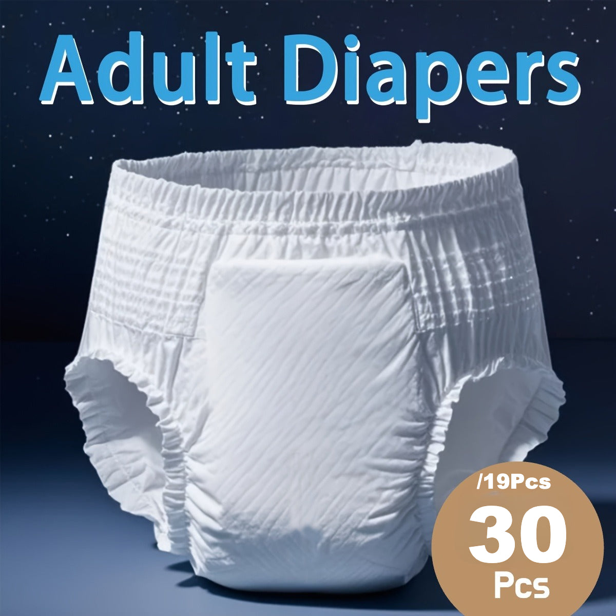 30pcs/19pcs Adult Diapers M-XXL, Discreet Adult Pull-On Underwear for Incontinence, 8-Hour Leak-Free Protection, Heavy-Duty Absorbent Briefs for Elderly, Unisex Disposable Bed Wetting Pants