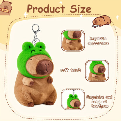 Gift for Her/Him 4/6pcs Capybara Plush Keychain, Capybara Stuffed Animals, Cute Plush Keychain with Clothes Accessories for Birthday Party Gifts, Christmas Gifts