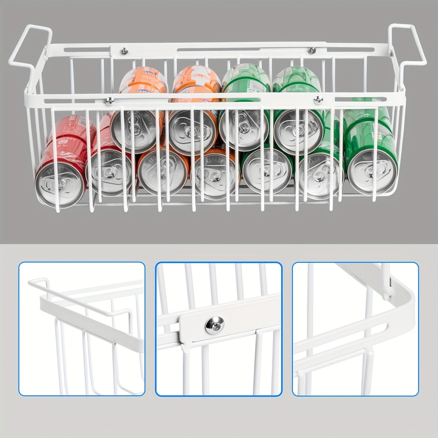 Freezer Organizer Bins, Expandable Chest Freezer Baskets with Hanging Handles – Adjustable Wire Basket 15.6" to 24.3", Heavy-Duty Iron Rust-Proof Deep Freezer Storage for Most Chest Freezers, 2 Pack