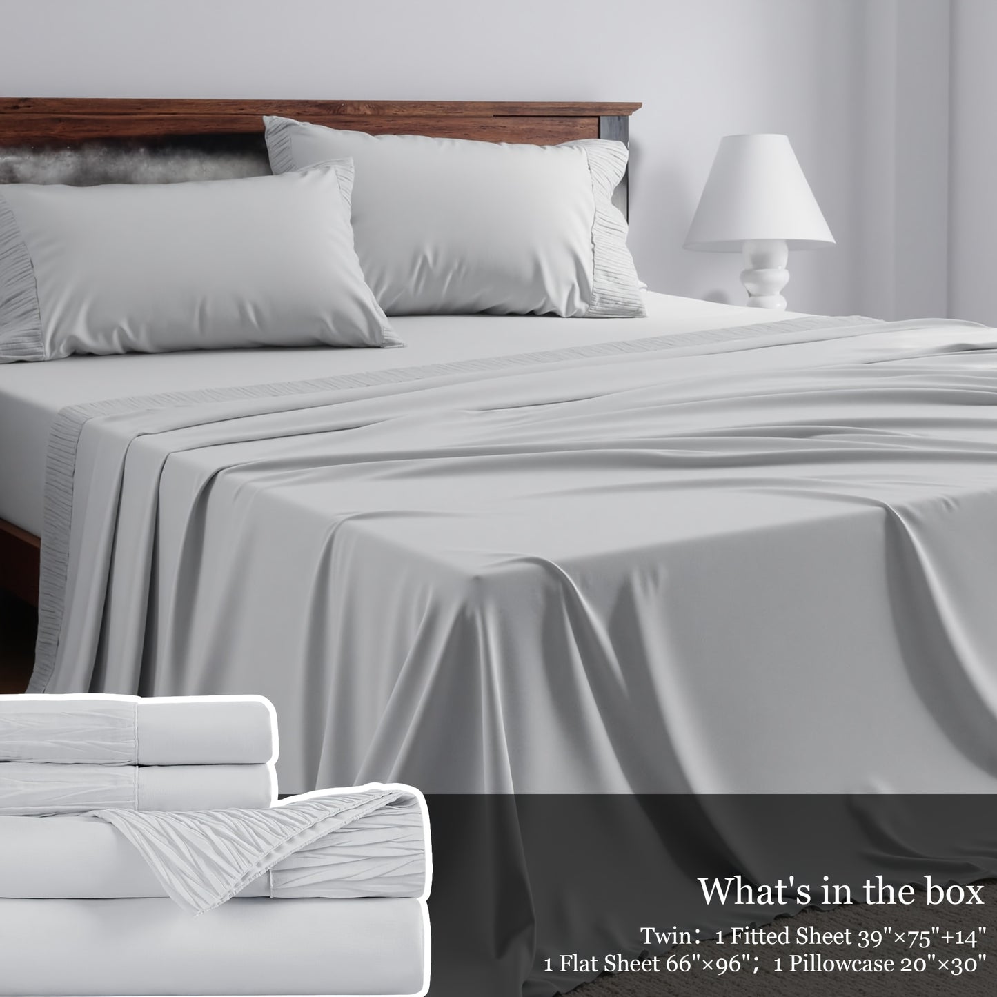 Queen Size 4pcs Sheet Set - Premium Ultra Soft & Breathable Bed Sheets - Cooling Hotel Luxury Bedding Collection - Includes 1 Flat Sheet, 1 Fitted Sheet & 2 Pillowcases - Wrinkle-Free, Easy Care - Cozy Comfort For All Seasons